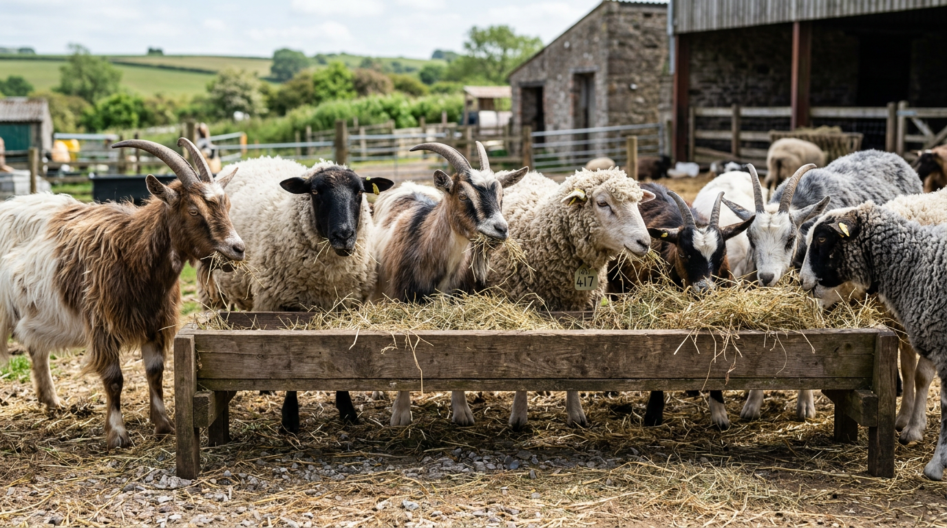 Feeding Hay to Goats and Sheep From One Setup Made Easy